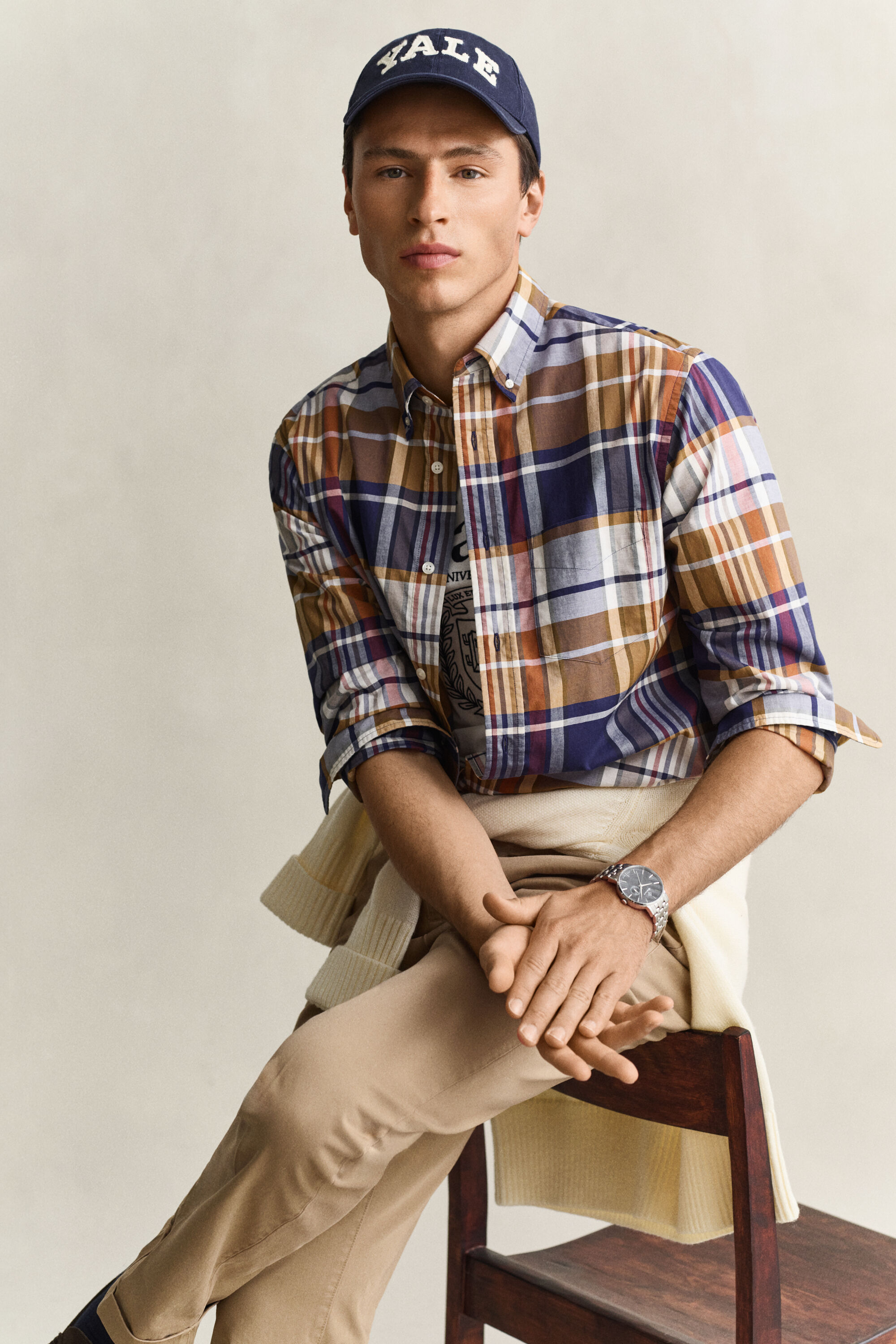 Camicia Gant x Yale a quadri in popeline
