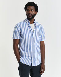 Camicia classica a maniche corte a righe in popeline regular fit