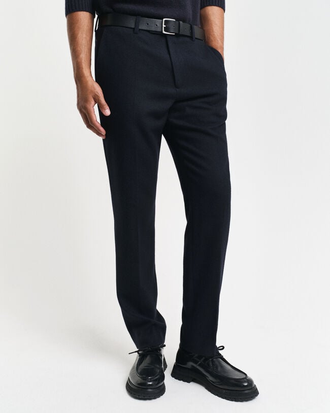 Pantaloni da abito con motivo a spina di pesce slim fit
