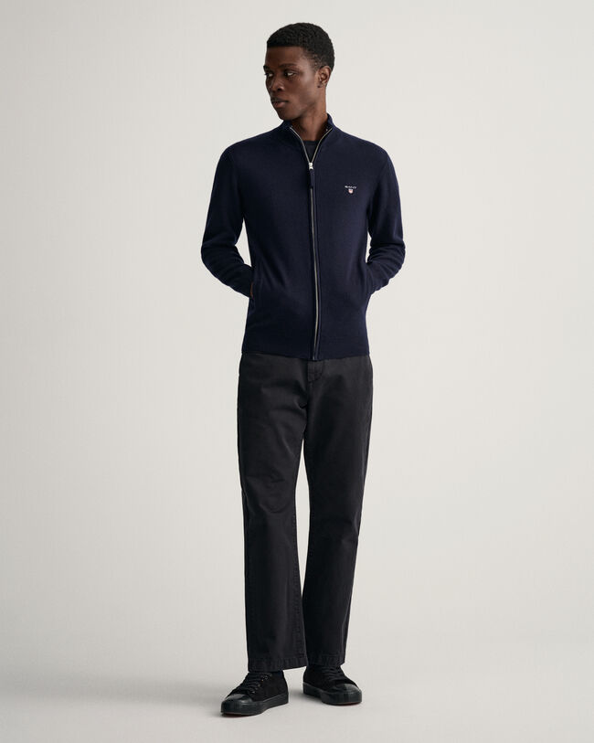 Cardigan con zip in lana d’agnello extrafine