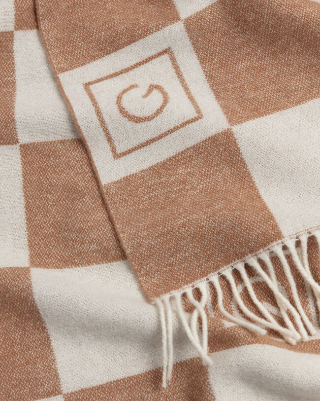 Sciarpa in lana con motivo a scacchi tono su tono