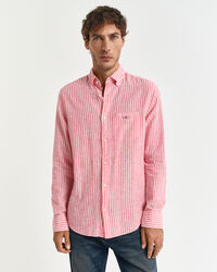 Camicia in misto cotone-lino a righe regular fit