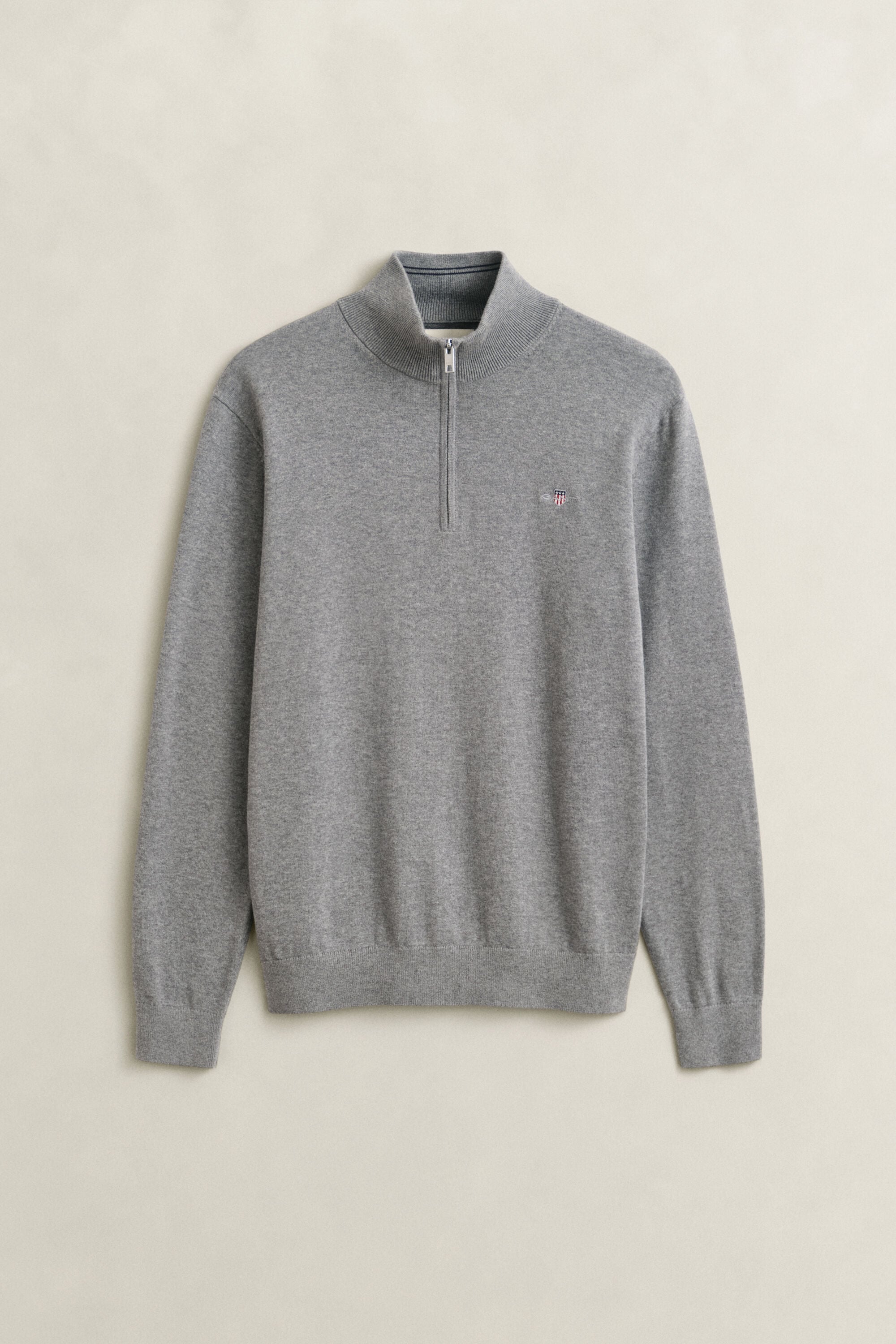 Maglia in cotone classico con zip corta