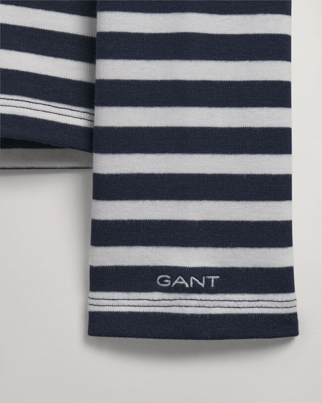 T-shirt a coste e righe con maniche lunghe