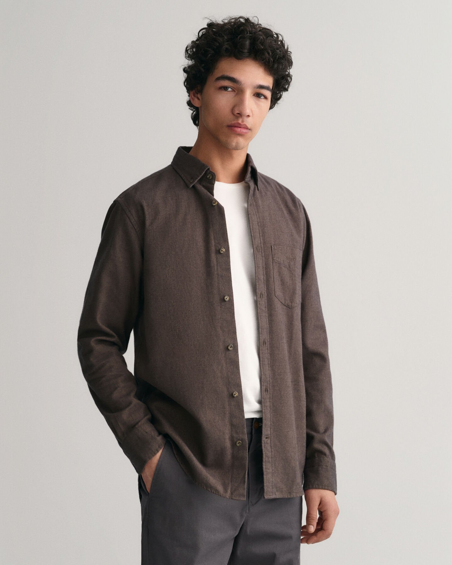 Camicia in flanella con motivo a spina di pesce regular fit