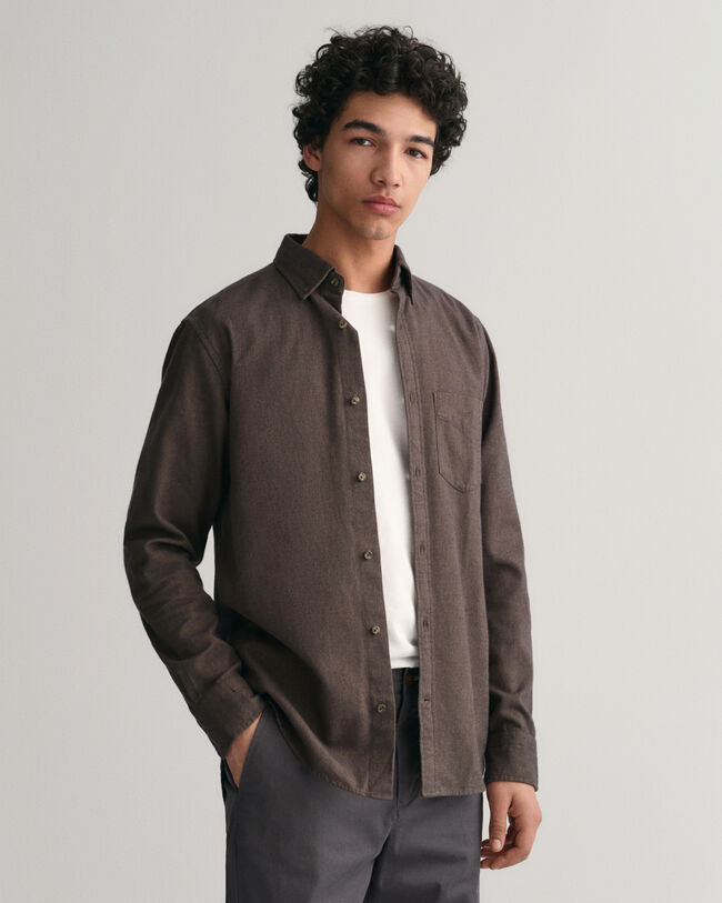 Camicia in flanella con motivo a spina di pesce regular fit