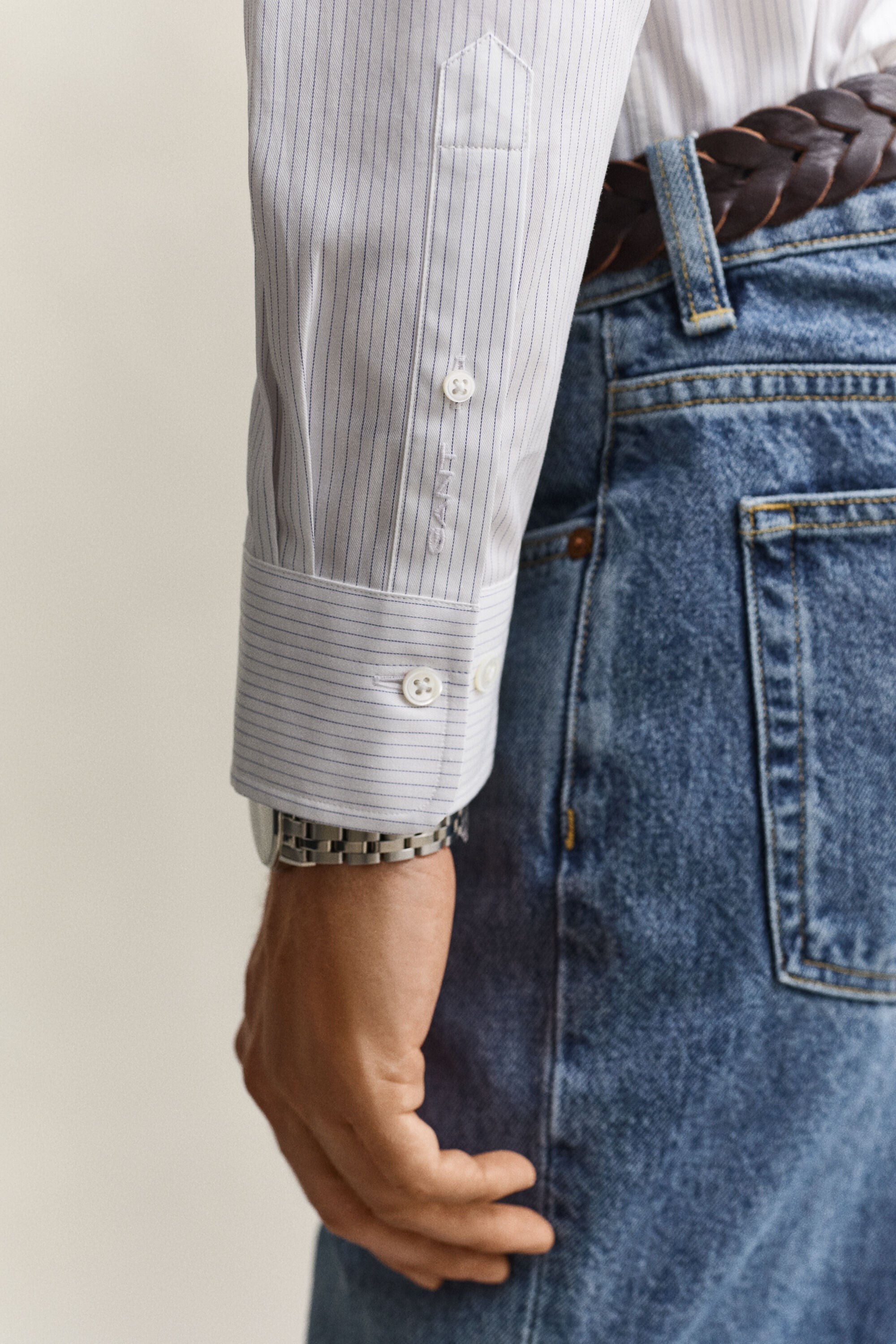 Abito chemisier in twill a righe