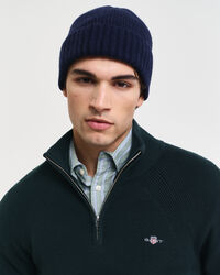 Maglia con zip corta in cotone e lana a coste