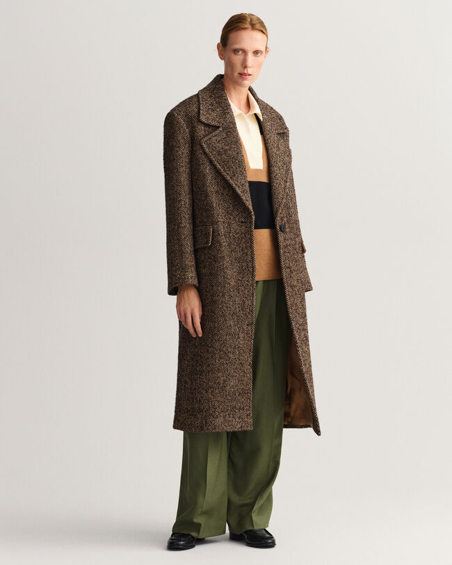 Cappotto con motivo a spina di pesce