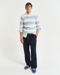 Maglia girocollo in cotone a trecce a righe