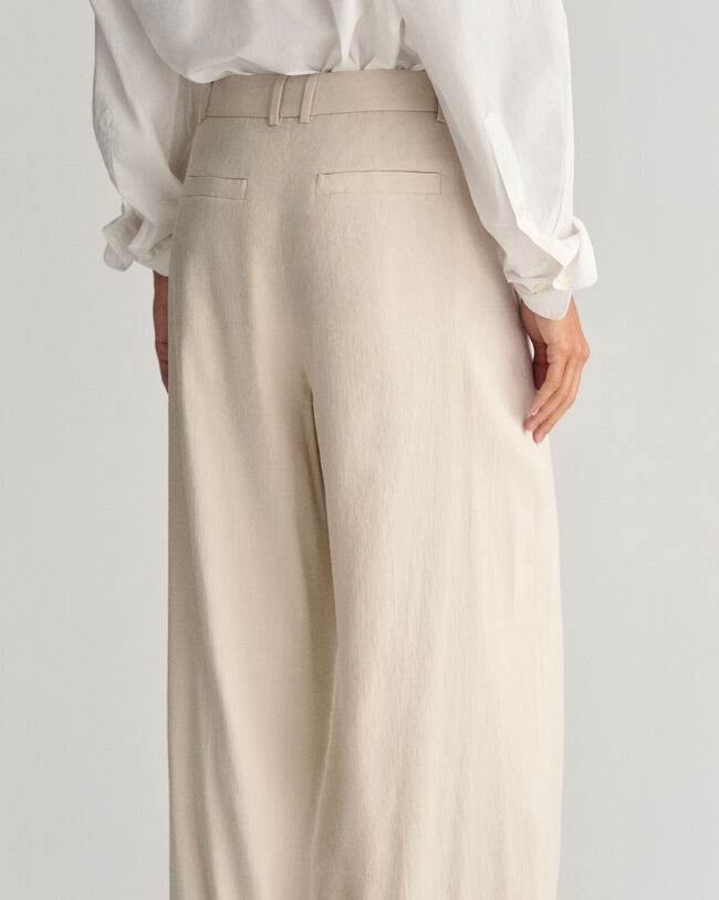 Pantaloni sartoriali elasticizzati in lino relaxed fit