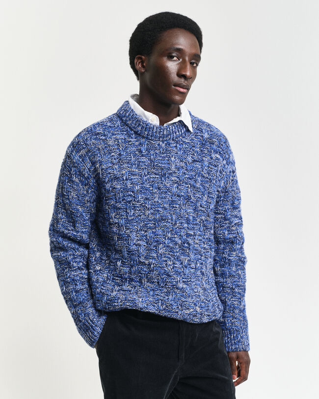 Maglia girocollo in misto lana testurizzata