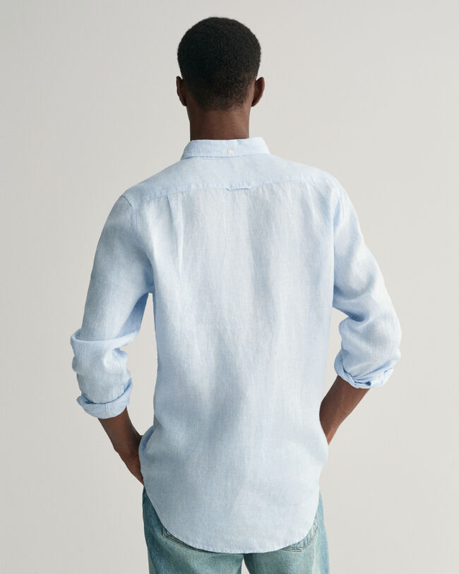 Camicia di lino pied de poule slim fit