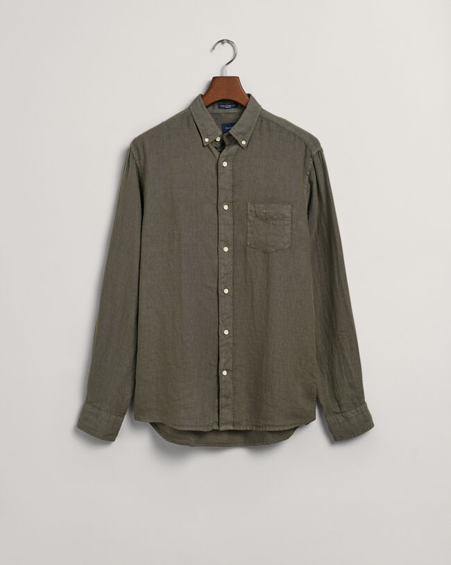 Camicia di lino tinto in capo regular fit