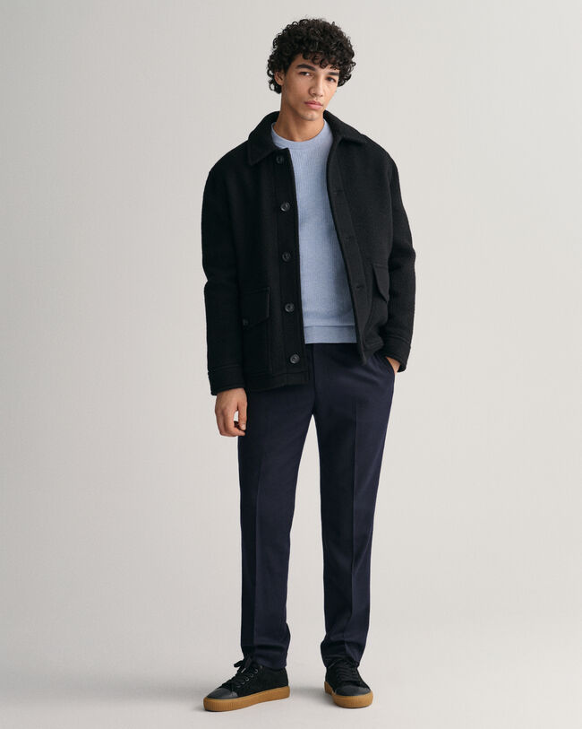 Maglia girocollo in cotone testurizzato