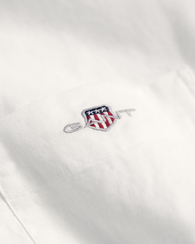 Camicia a maniche corte in misto cotone-lino regular fit