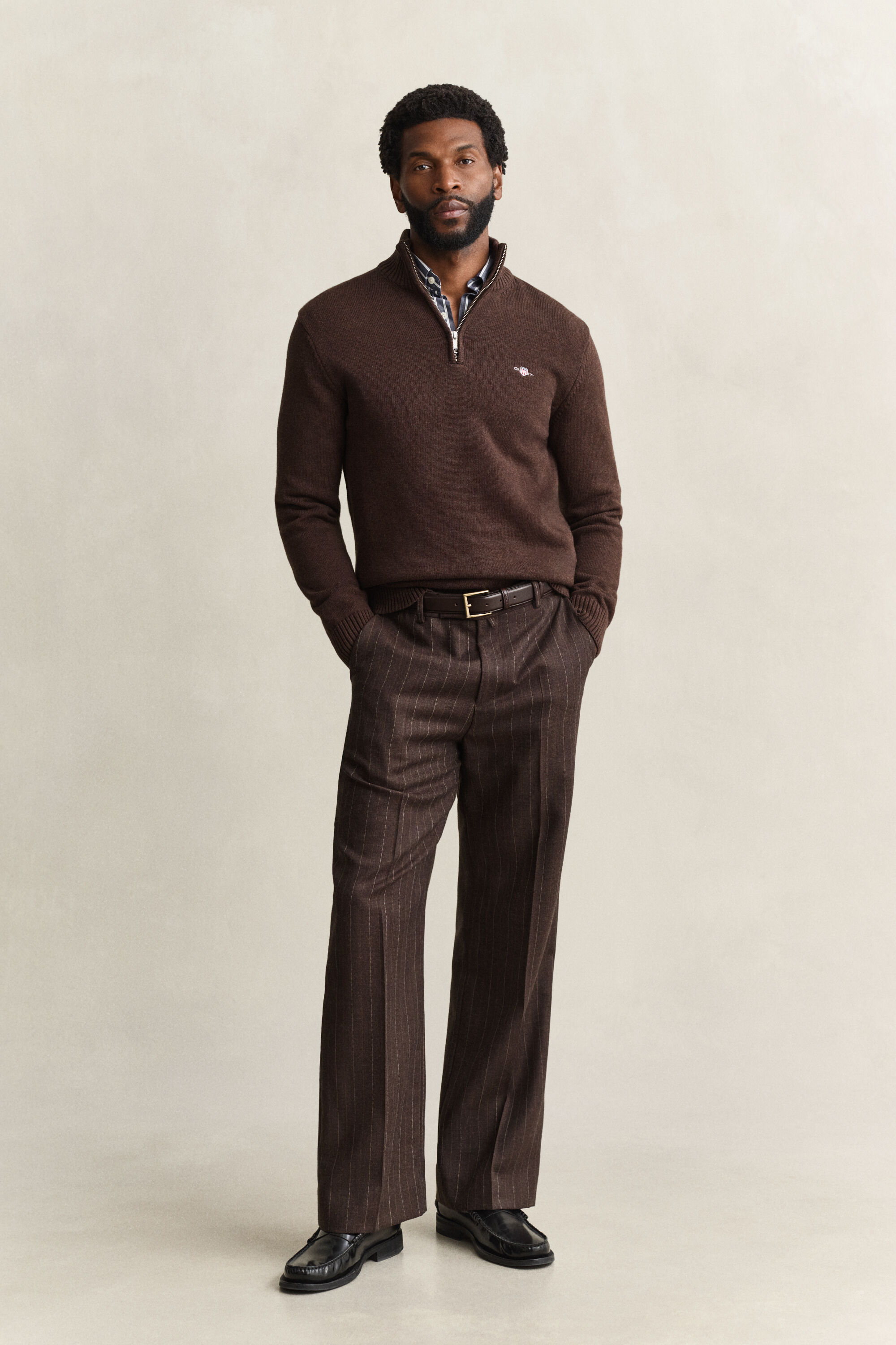 Maglia in cotone casual con zip corta