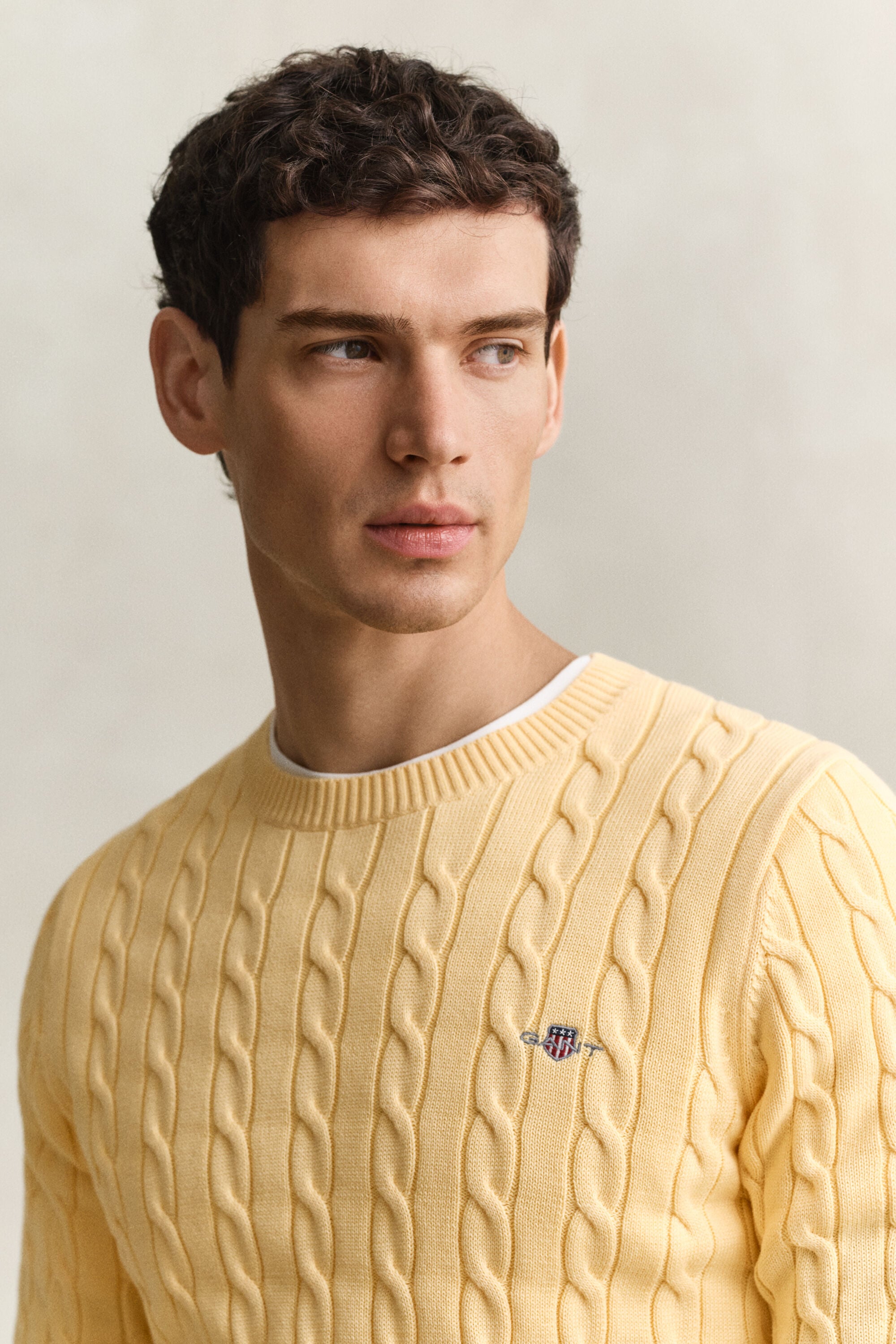 Maglia girocollo in cotone a trecce