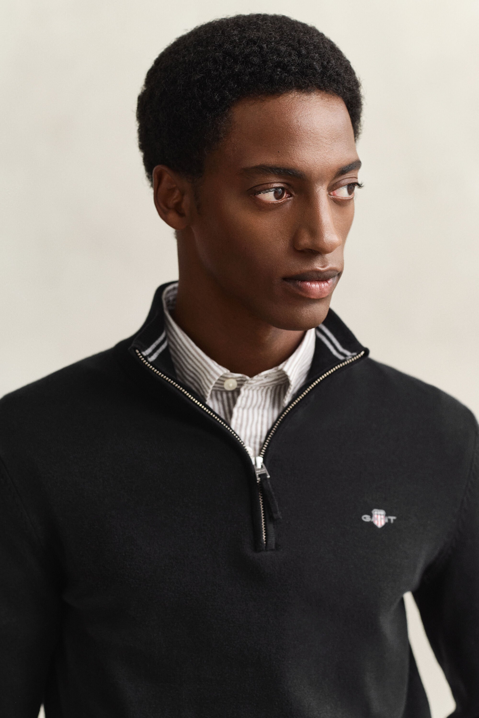 Maglia in cotone classico con zip corta