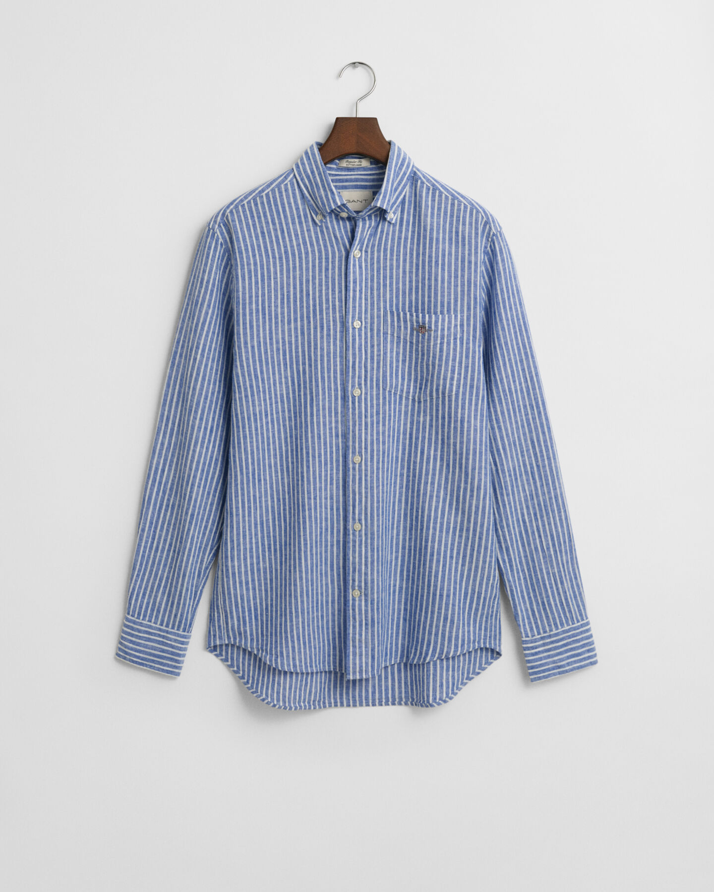 Camicia in misto cotone-lino a righe regular fit
