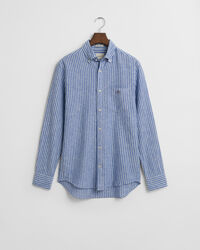 Camicia in misto cotone-lino a righe regular fit