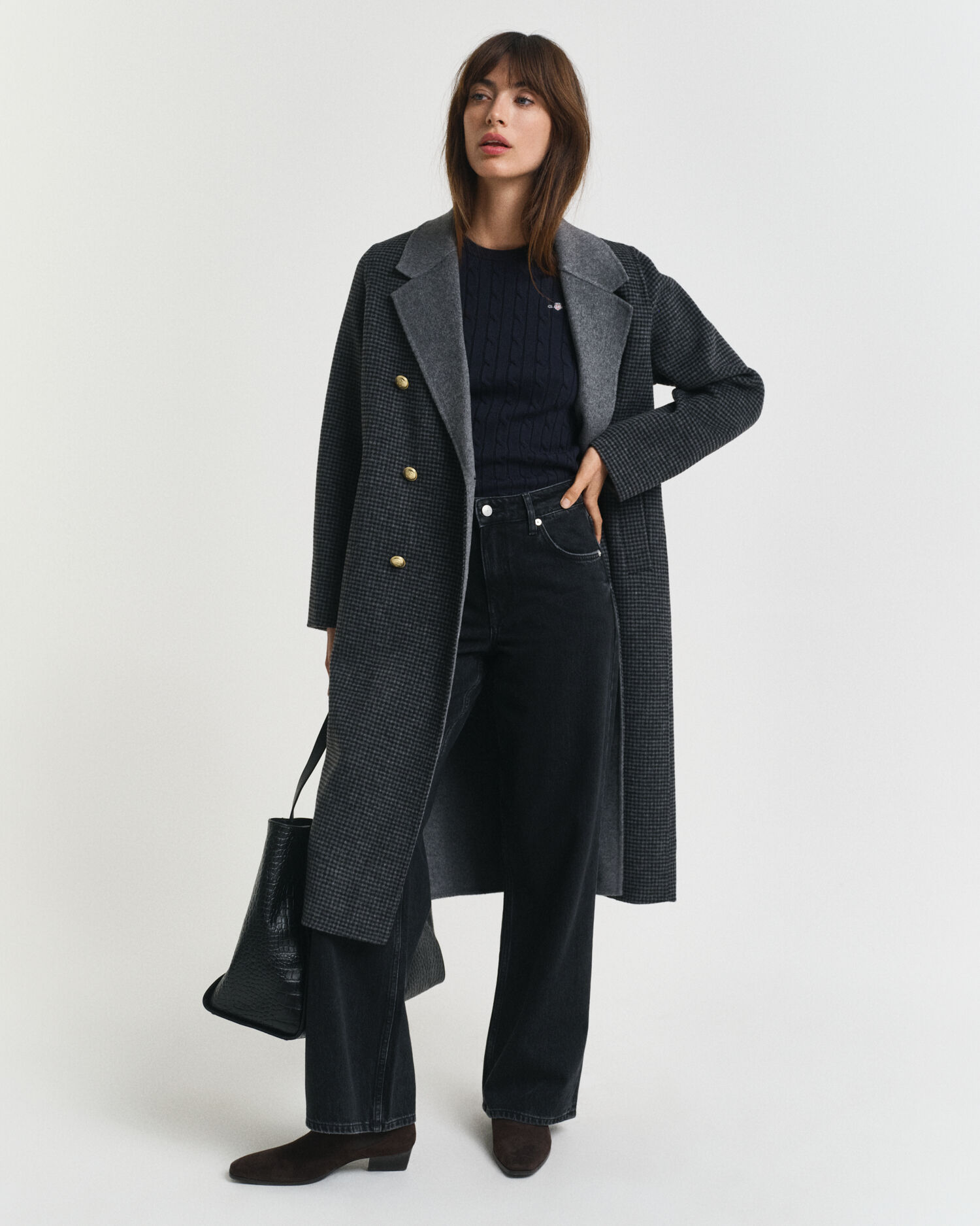 Maglia a trecce in cotone elasticizzato