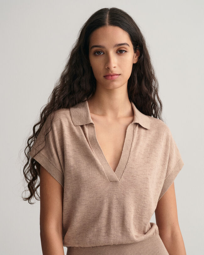 Abito in misto lino con colletto