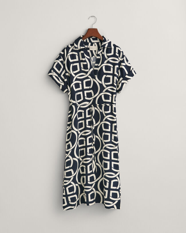 Caftano con maniche corte con stampa Monogram Print