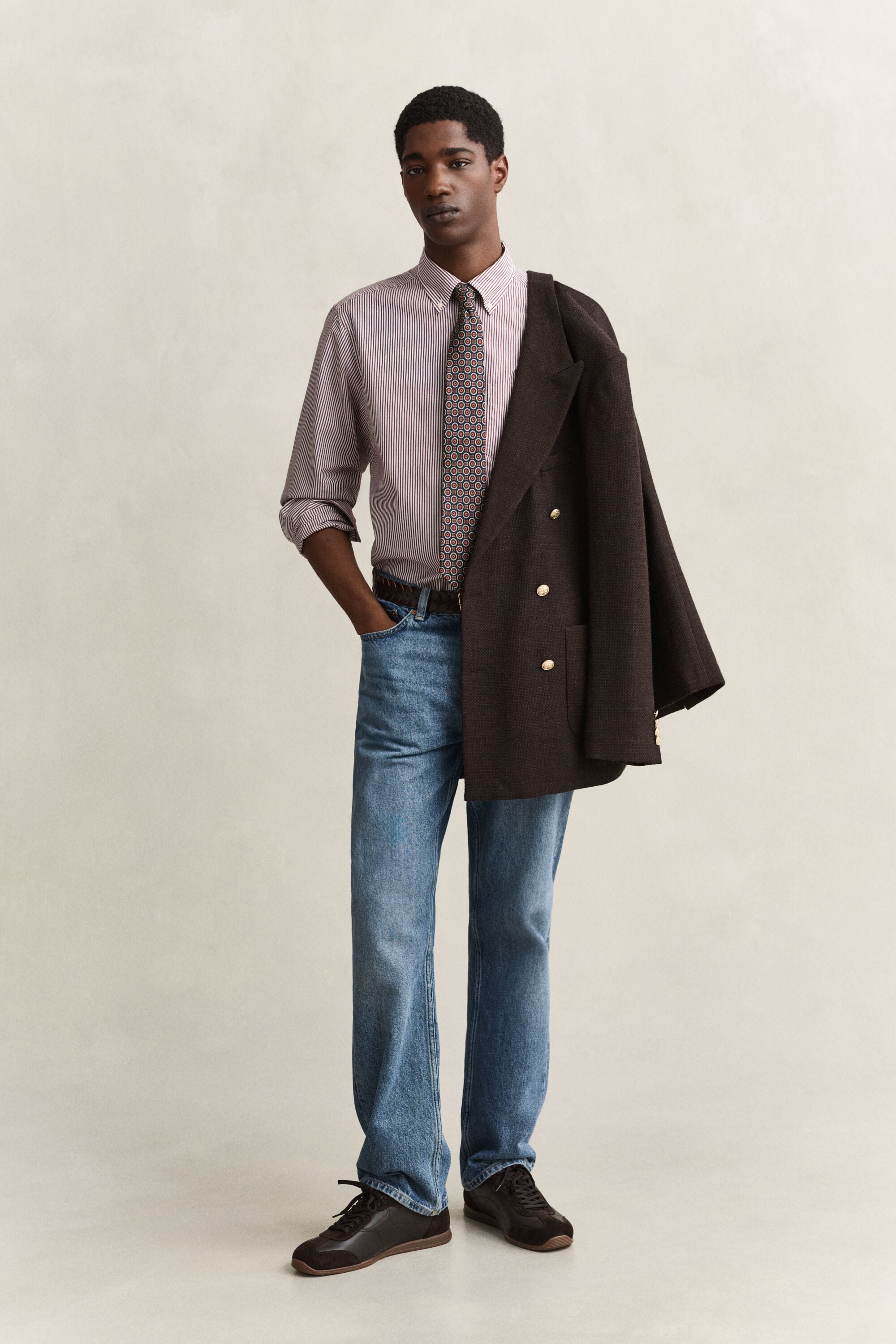Camicia classica in popeline a righe Banker