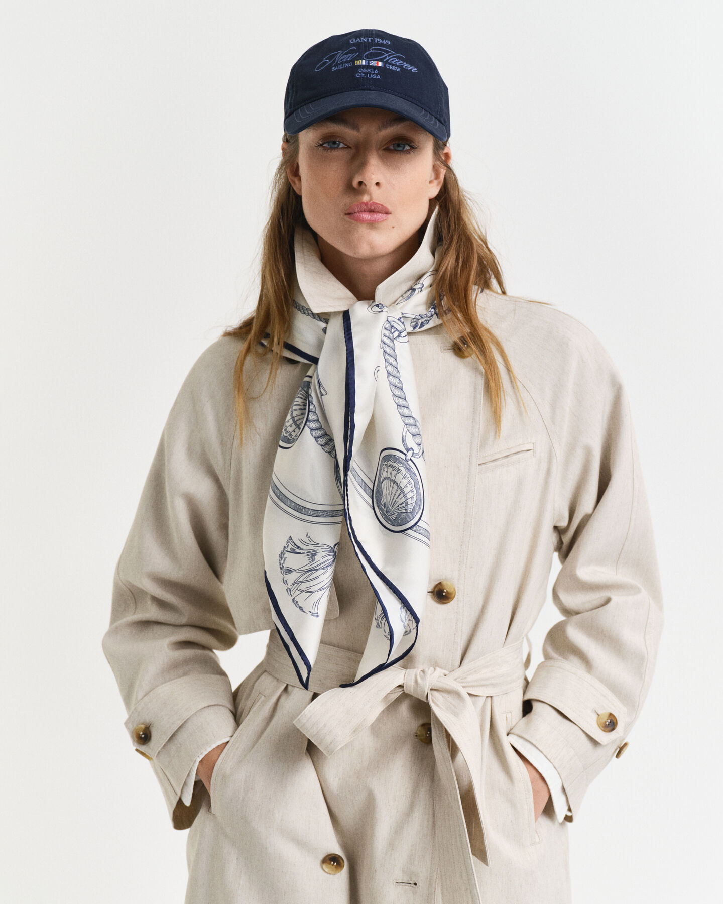 Sciarpa in seta con stampa nautica