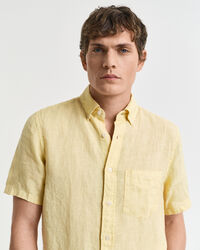 Camicia di lino tinto in capo maniche corte regular fit