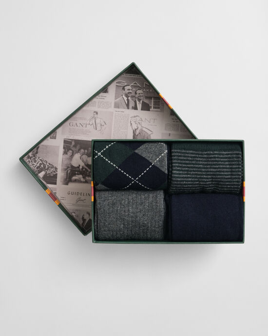 Confezione regalo da 4 calzini Argyle e a righe