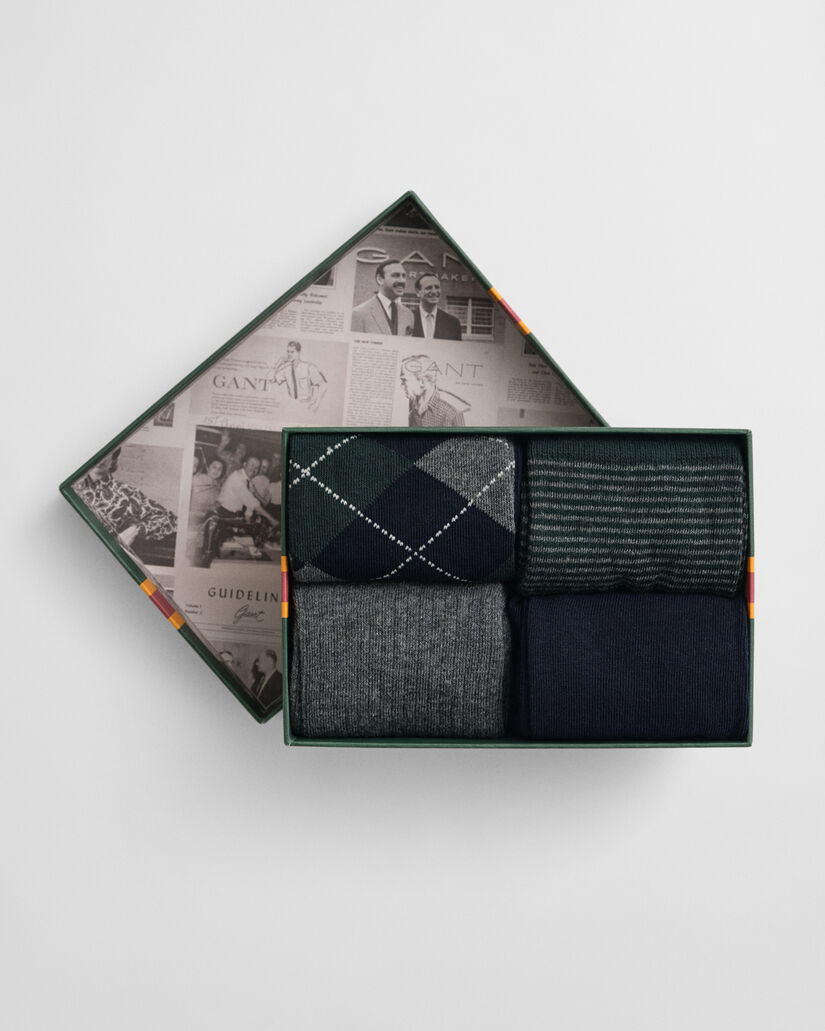 Confezione regalo da 4 calzini Argyle e a righe