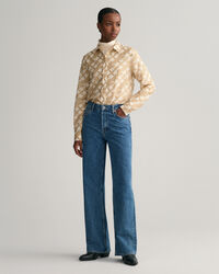 Camicia in misto cotone e seta con motivo G regular fit