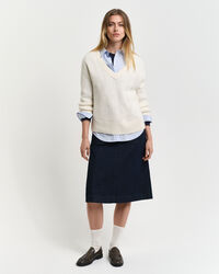 Maglia con motivo a spina di pesce con scollo a V