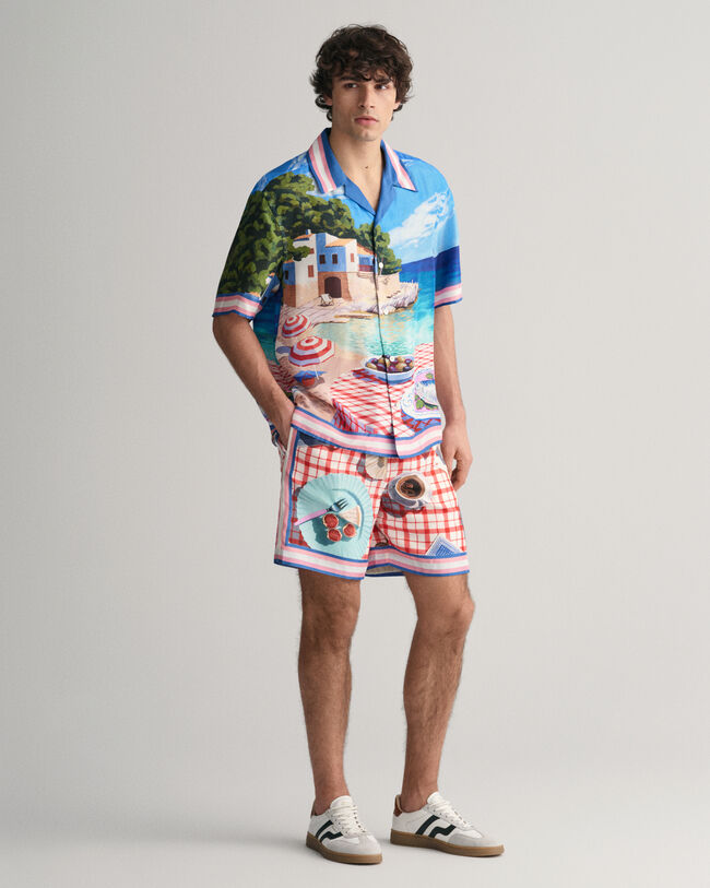 Camicia di seta con stampa Scenery relaxed fit