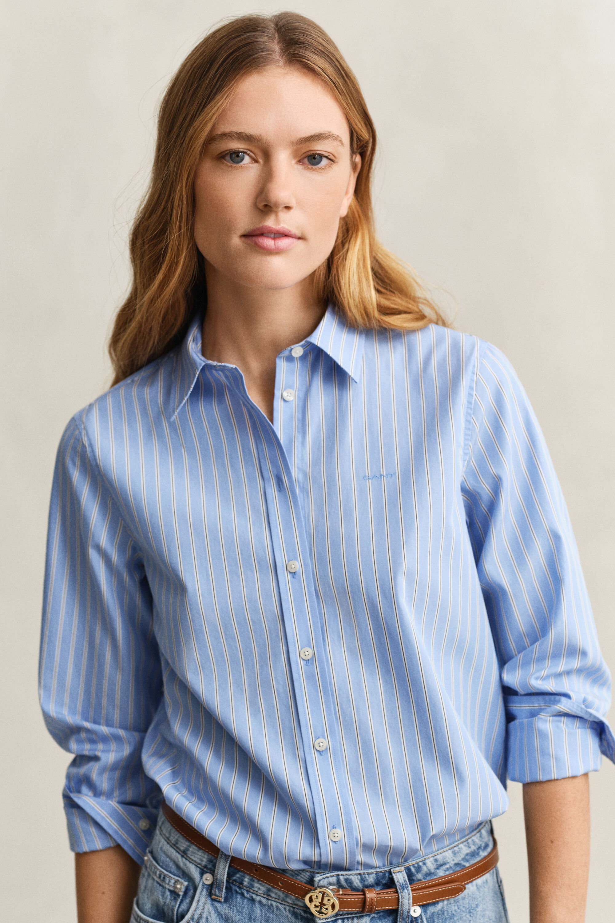 Camicia classica in popeline a righe regular fit