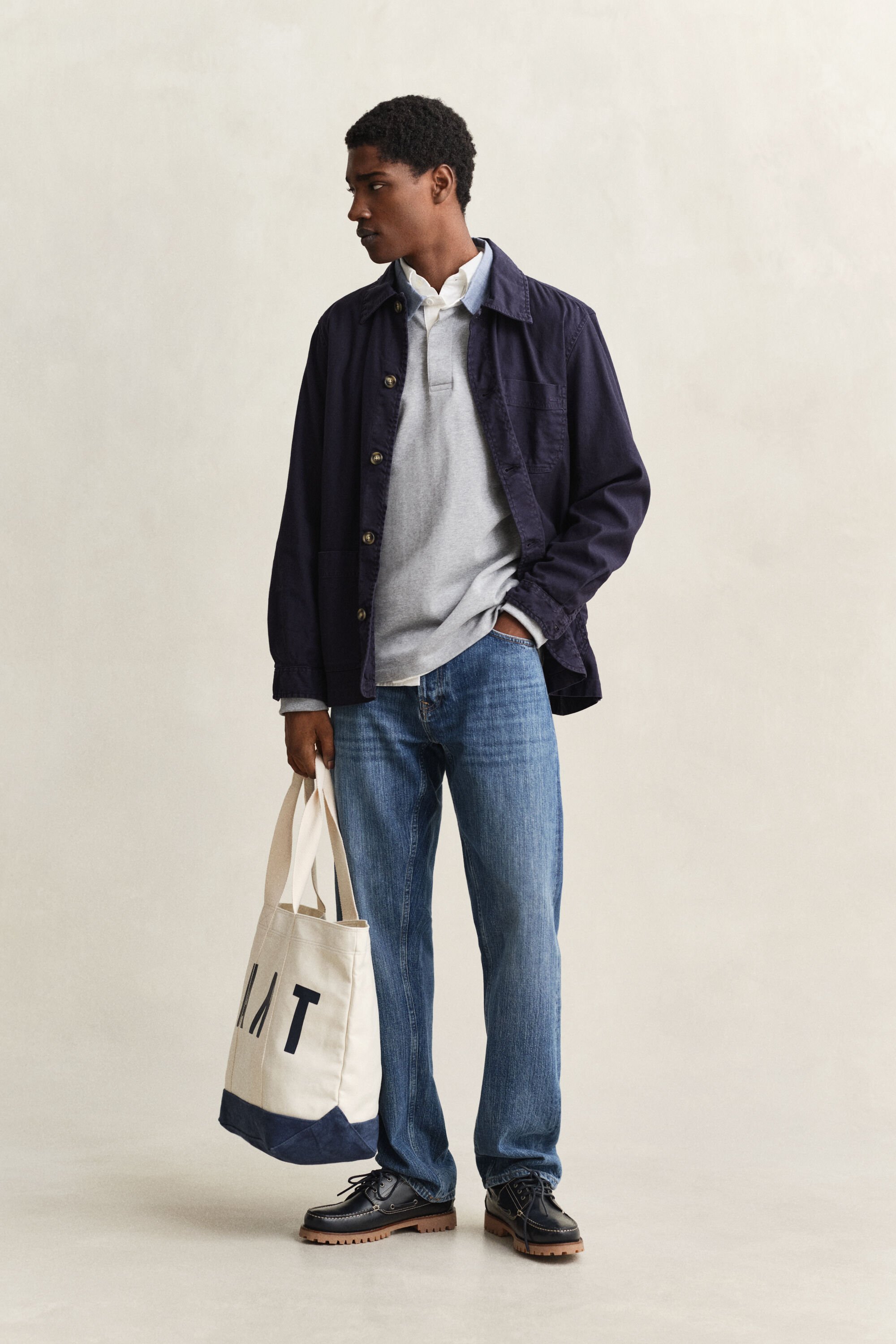 Heavy Rugger con colletto in chambray