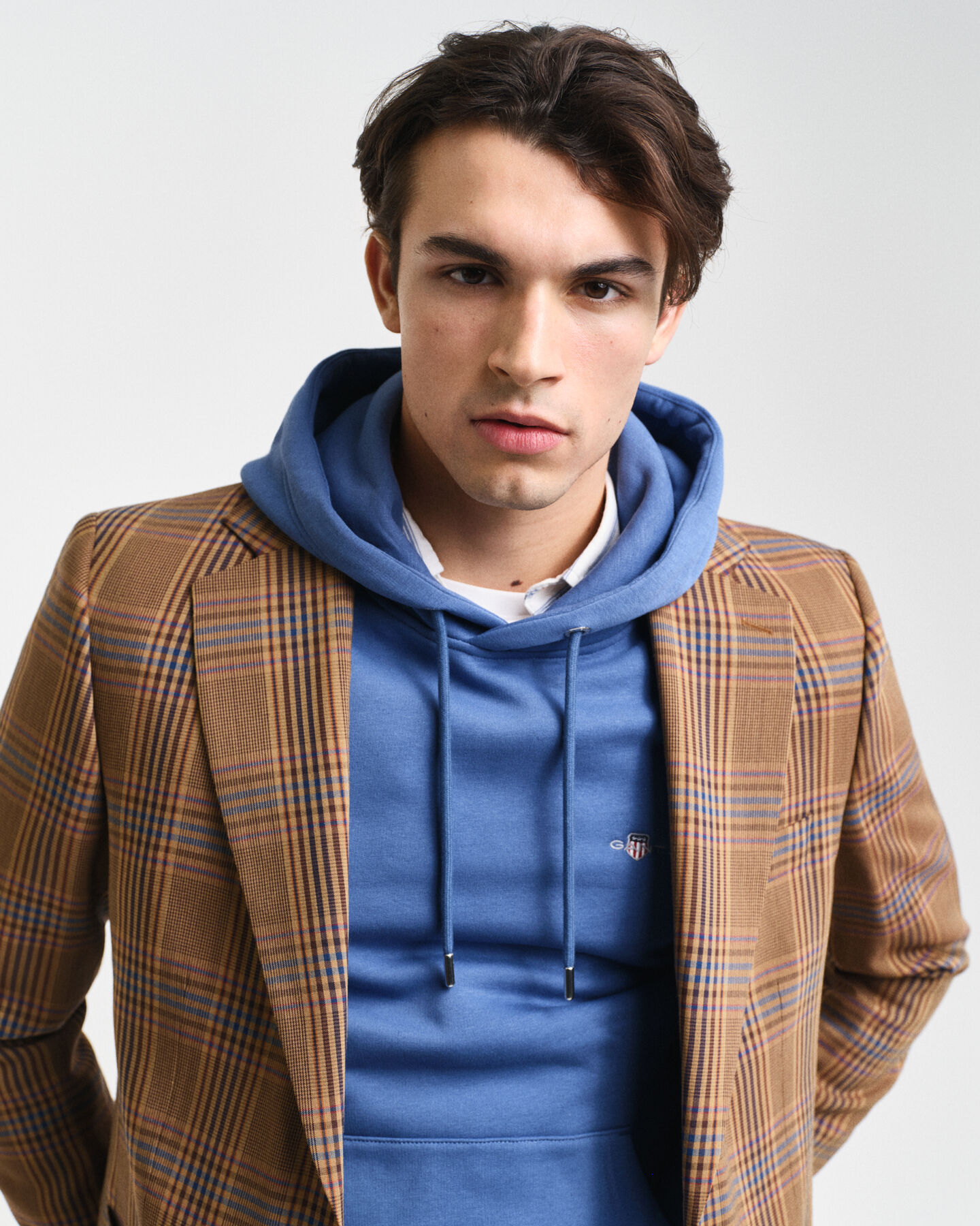 Blazer in lana a quadri relaxed fit