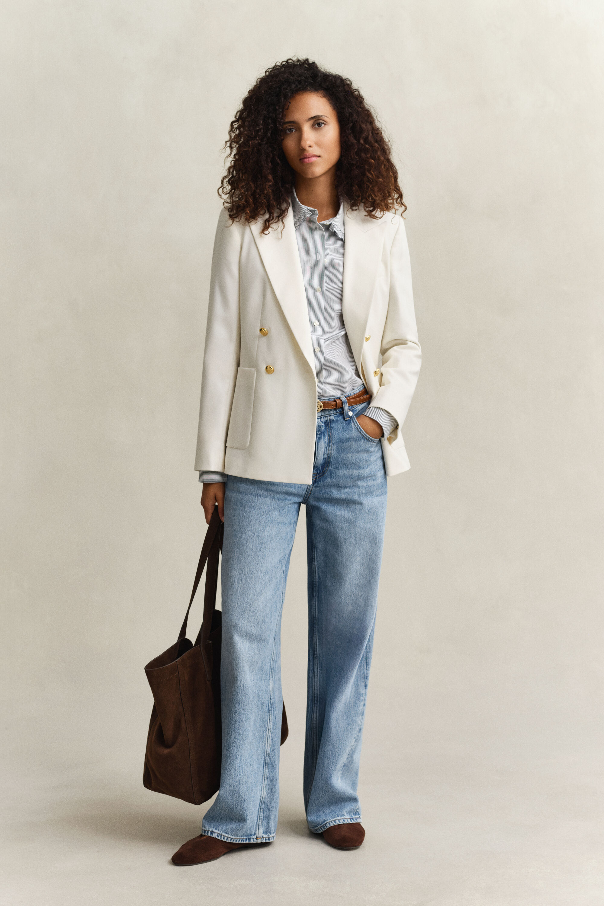 Camicia in cotone a righe con volant