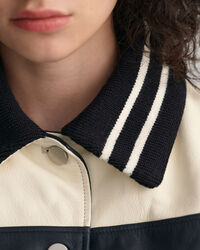 Giacca in pelle a blocchi di colore