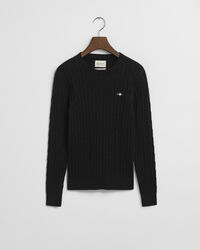 Maglia girocollo in cotone elasticizzato a trecce