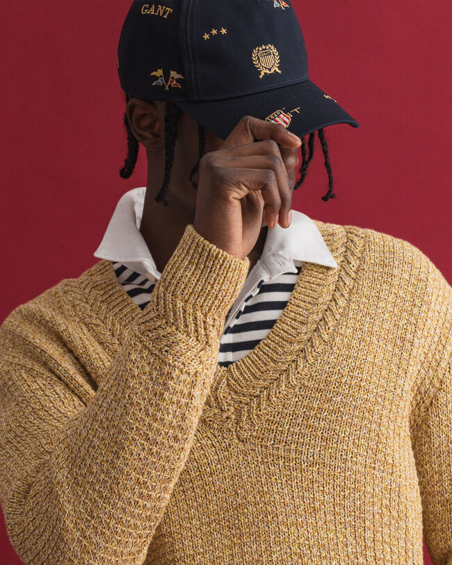 Maglia in filato ritorto colorato con scollo a V