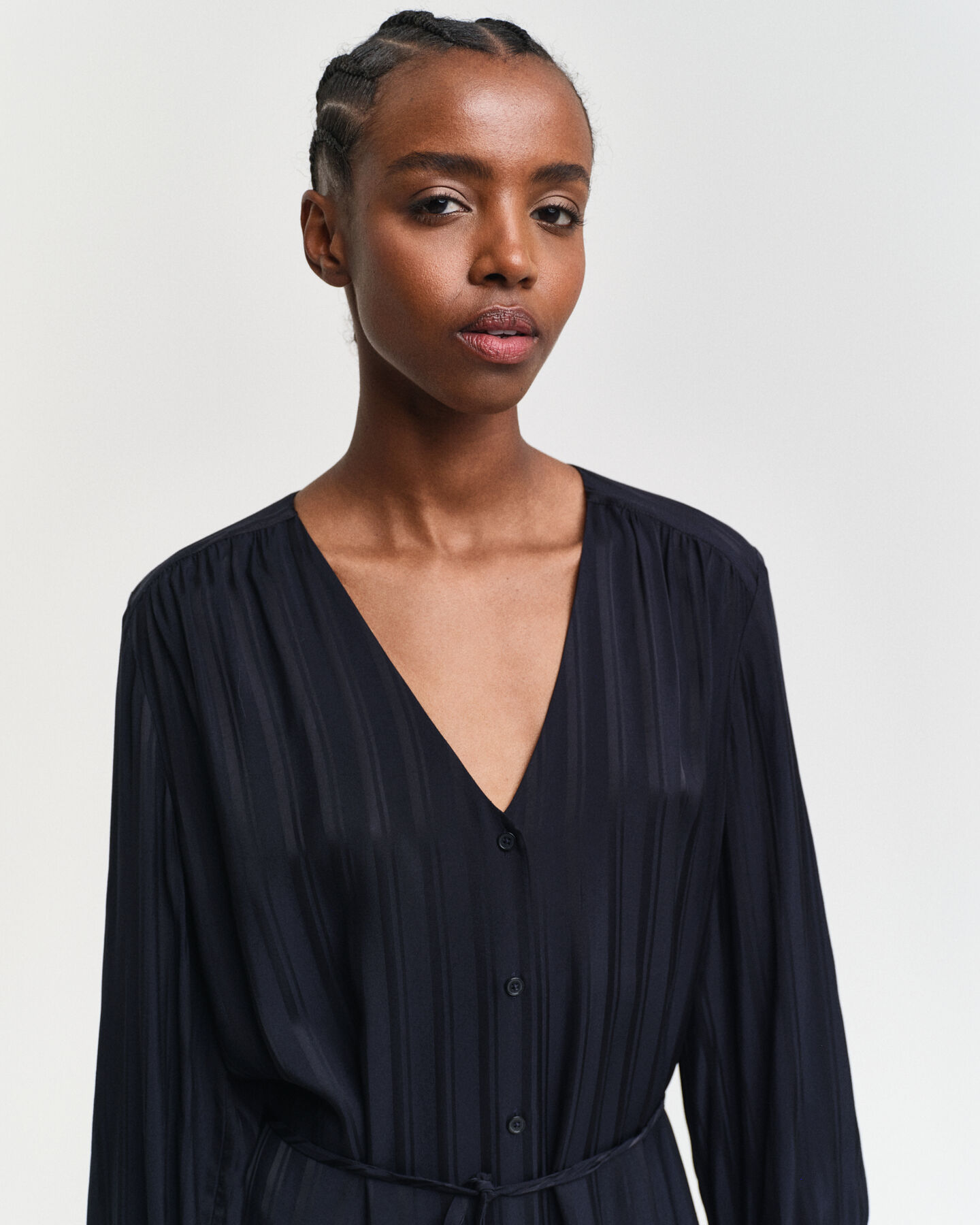 Abito chemisier in raso a righe