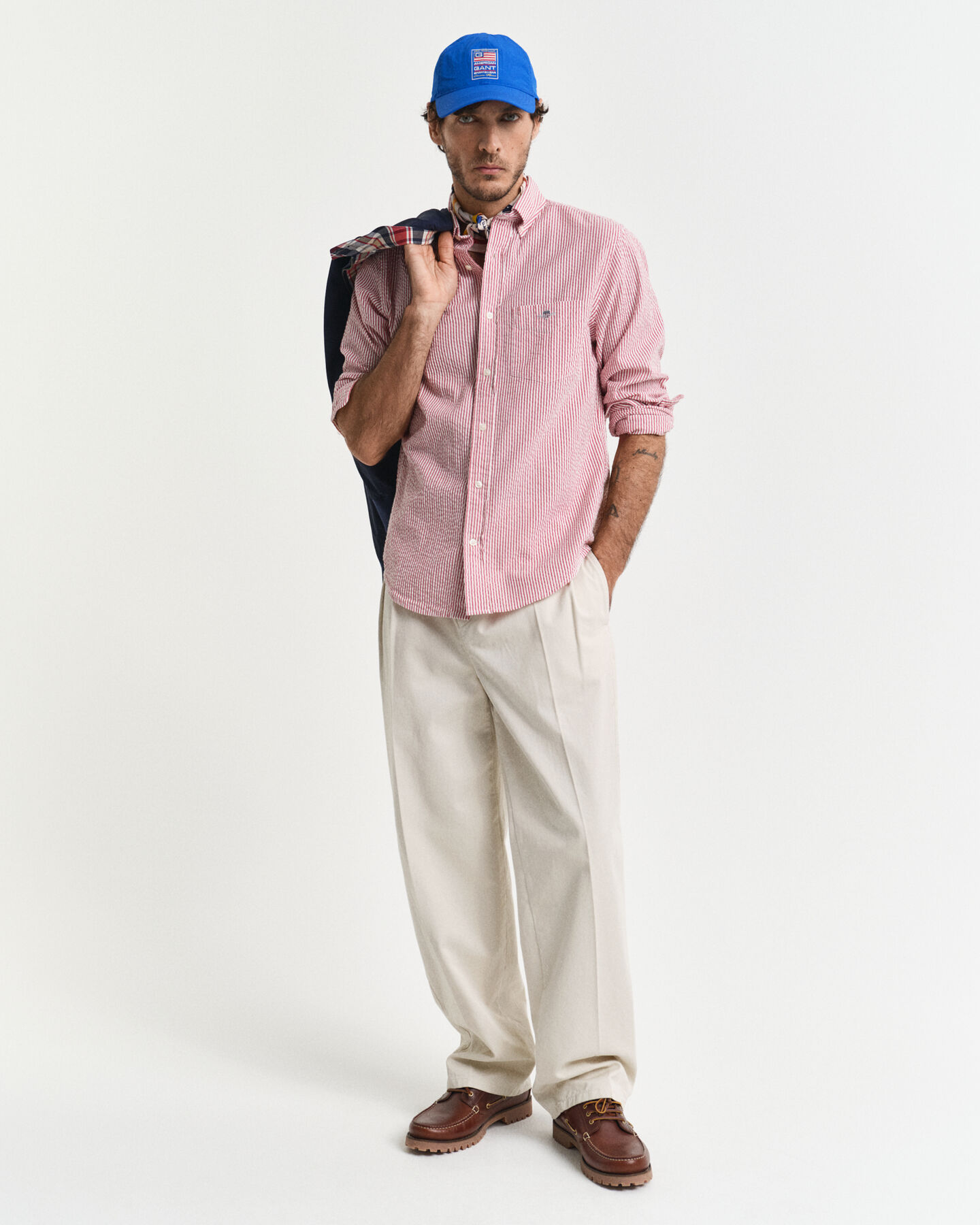 Camicia seersucker a righe regular fit