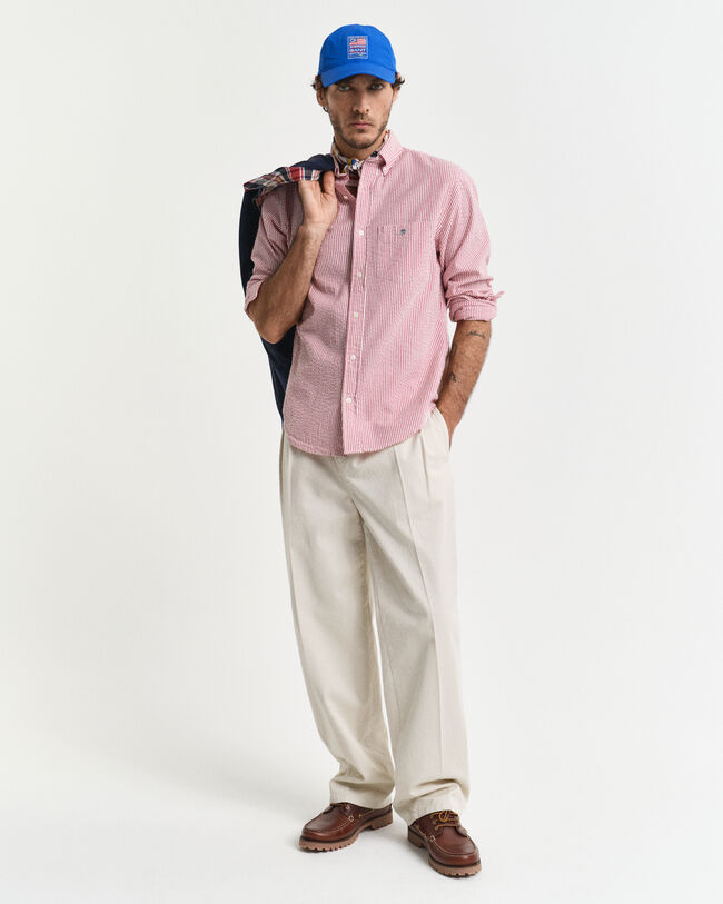 Camicia seersucker a righe regular fit