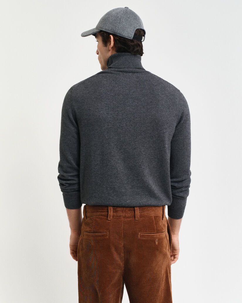 Maglia a collo alto in lana e cotone