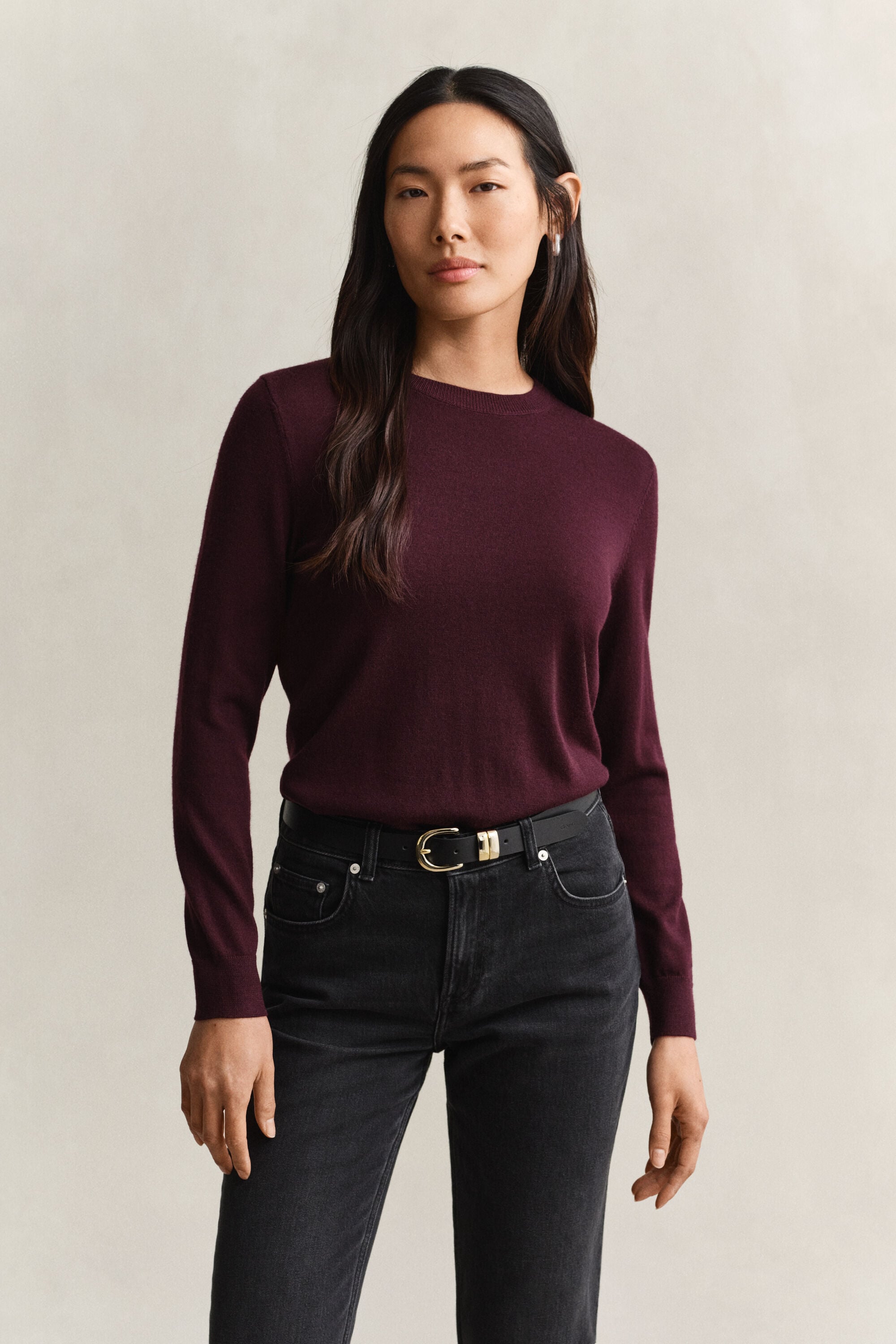 Maglia girocollo in finissima lana merino