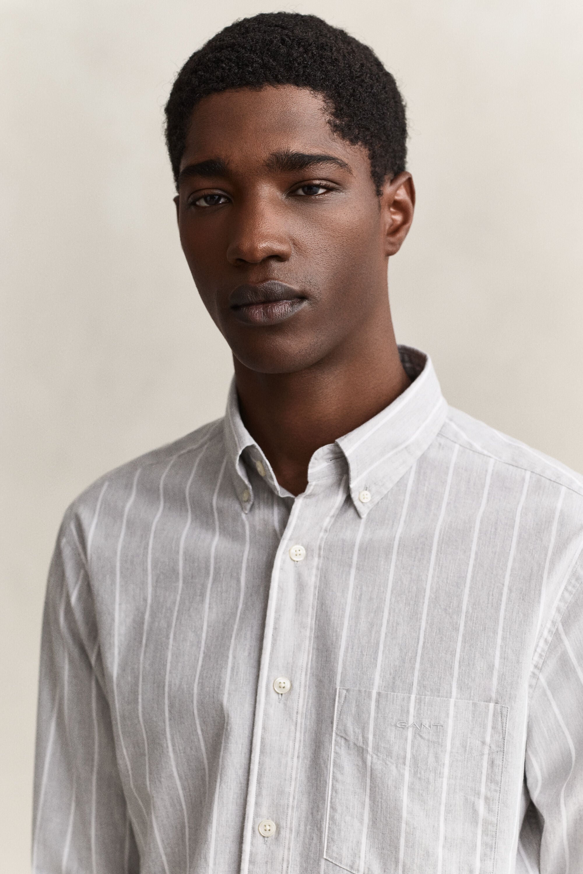 Camicia in popeline mélange a righe