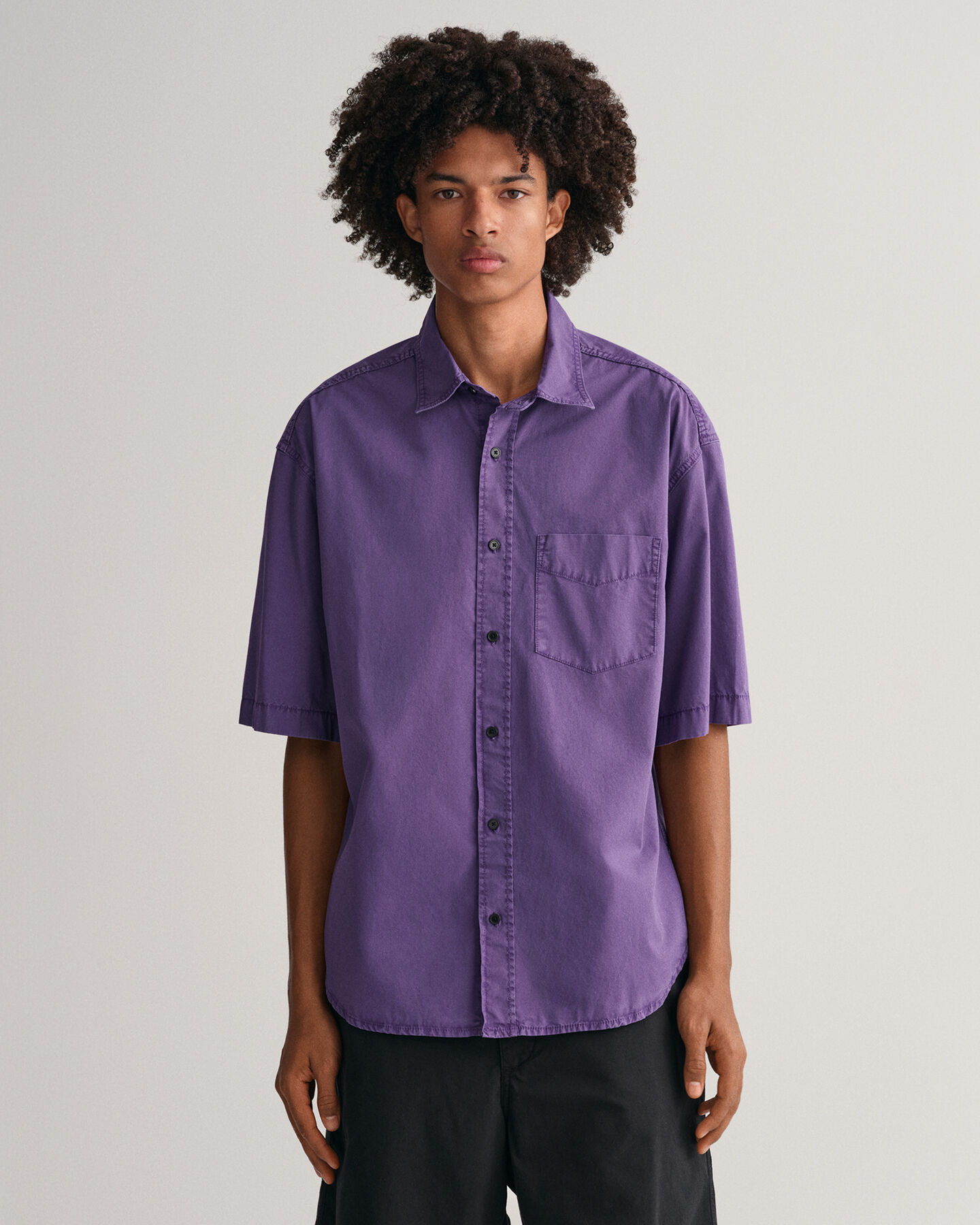 Camicia a maniche corte effetto sbiadito oversize